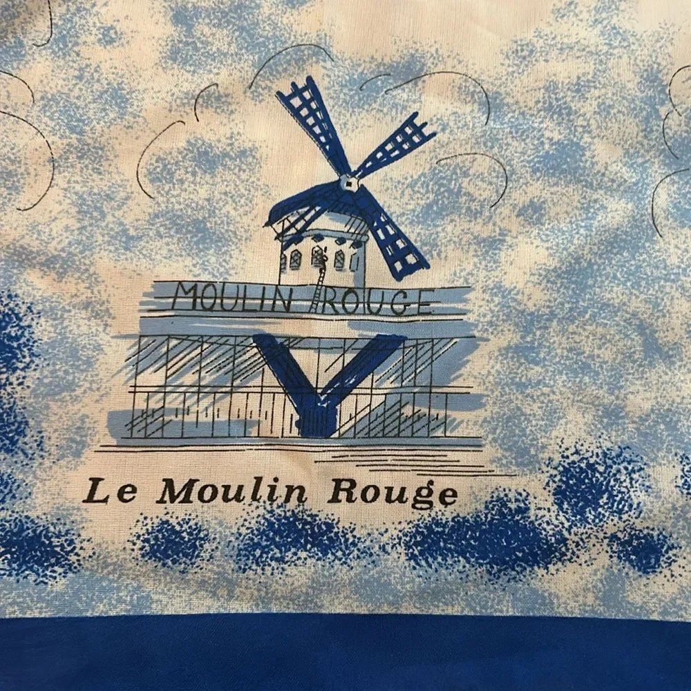 Paris Landmark Silk Scarf - Blue & White